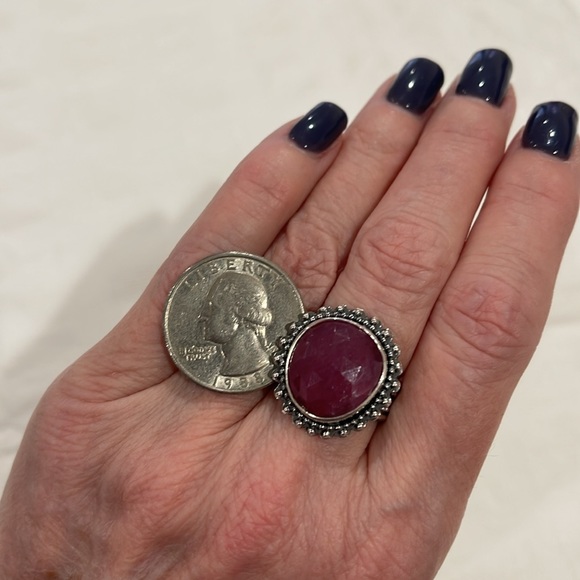 Sterling and Ruby Ring Size 7 - Picture 7 of 7